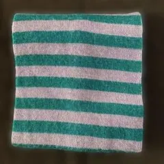 ボーダー　マフラー　緑×ピンク