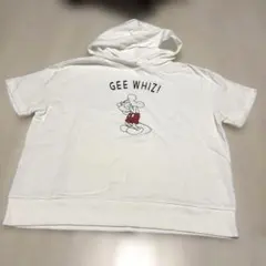 今だけ価格。ディズニーの白にミッキーマウスのイラスト入り綿フード付パーカー