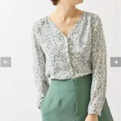 LÉNA フラワープリント 長袖ブラウス F