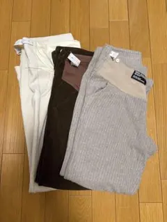 マタニティパンツ 3点セット（ホワイト、ブラウン、ベージュ）