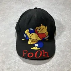 90s Disney くまのプーさん キャップ 黒 ヴィンテージ