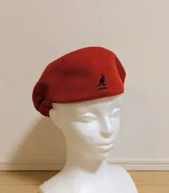 M 美品 KANGOL カンゴール ハンチングキャップ 504 朱色 オレンジ