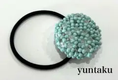 水色 ビーズヘアゴム ハンドメイド