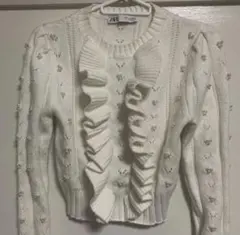 ZARA フェイクパール フリル ニット セーター韓国y2k