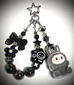 ブラックシルバー⭐︎ビーズストラップ⭐︎