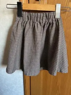 GLOBAL WORK 茶色系チェック柄フレアスカート