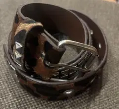 スタッズベルト ウエスタン 黒 豹柄 y2k 110㎝男女