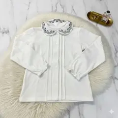 120cm 西松屋 女の子 長袖 襟付き トップス 発表会 ブラウス 白