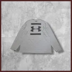 US古着 UNDER ARMOUR 両面プリント ロンT 長袖 グレー 2XL