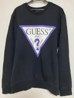 GUESS ゲス スウェット ブラック パープル ロゴ 長袖