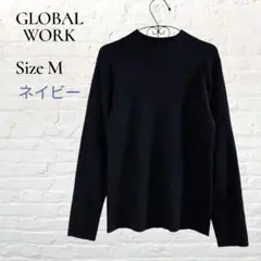 GLOBAL WORK グローバルワーク ハイネック リブニット ネイビー