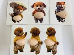 超可愛い 3D立体柴犬お腹ぷにぷにシール6匹セット スクイーズ もっちり 肉球