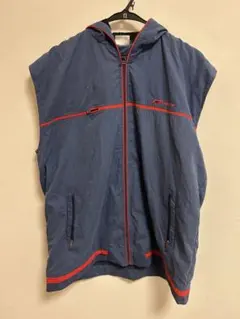 Reebok フード付きナイロンベスト ネイビー/レッド