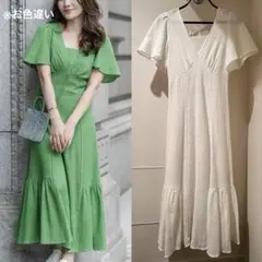 FRAY I.D カットワークレースフレアスリーブワンピース ホワイト