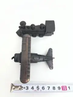 アンティーク調 蒸気機関車 複葉機 ミニチュア 鉛筆削り　2点セット