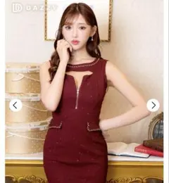 フロントジップグリッターノースリーブタイトミニドレス【S】