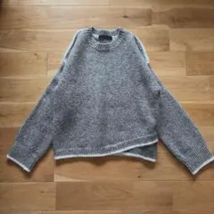 MICALLE MICALLE グレー×ホワイト 配色ニット クルーネック
