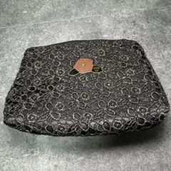 【極美品】ANNA SUI アナスイ ポーチ レース ミラー付き ブラック 紫
