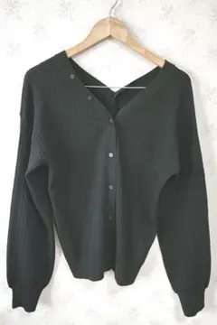 ☆GU ジーユー ウール混リブ編み 長袖 VネックカーディガンXL☆