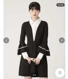 リリーブラウン シャツドッキングニットワンピース