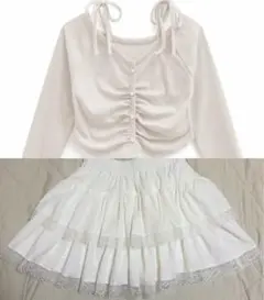 GRL トップス ティアードスカート フリル ホワイト