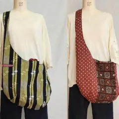 リバーシブル　bag　ワンショルダー　斜め掛け ショルダーバッグ　ハンドメイド