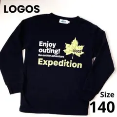 【140】LOGOS トレーナー ブラック　ロゴストップス　キッズ　黒長袖秋冬