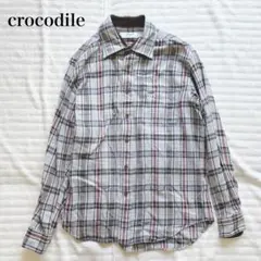 クロコダイル 長袖チェック柄シャツ ヴィンテージ コットン100 ウォッシャブル