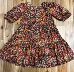 美品　花柄ティアードワンピース　130