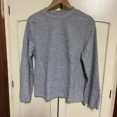グレー リブ長袖ニット