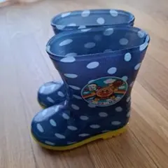アンパンマン ネイビーブルー 水玉模様 レインブーツ 14.0cm