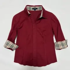 BURBERRY LONDON ノバチェック シャツ XS 七分袖 ホース刺繍