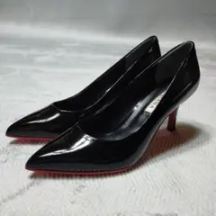 DIANA エナメル ポインテッドトゥ パンプス 黒 レッドソール 23.5cm