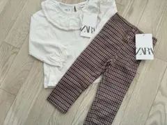 ZARA BABYフリル付きトップスとチェックパンツセット 12-18ヶ月