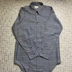 【美品】カジュアルシャツ　綿シャツ　ギンガムチェックシャツ　M　ネイビー