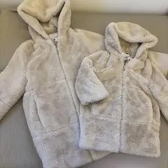 ZARA フード付きベージュファーコート ペアルック