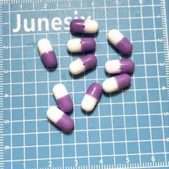 ビーズ パーツ 錠剤 カプセル むらさき しろ 10個