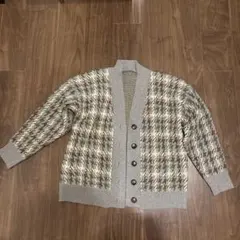 チェック柄ニットカーディガン