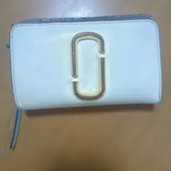 二つ折り財布 ホワイト レッド 合成皮革