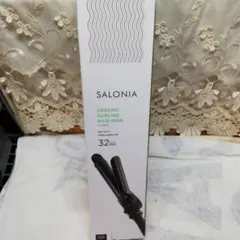 サロニア　セラミックカール　ヘアアイロン　ブラック　32ｍｍ　ＳＬ-008ＡＢ