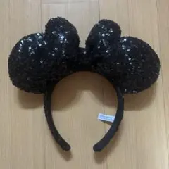 ディズニー　スパンコール　カチューシャ 黒 スパンコール