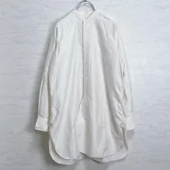 『BACCA バッカ』コットンバックサテンスタンドカラーロングシャツ
