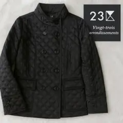 美品 23区 キルティングジャケット 黒 ダブルボタン 44