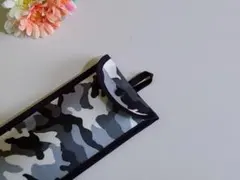 ループ付き27桁用そろばんケース☆迷彩柄　ミリタリー柄　グレー　男の子用