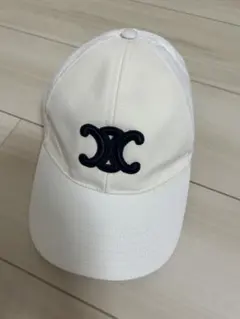 USED◆CELINE トリオンフ　セリーヌキャップ白ホワイト　Mサイズ