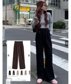 グレイル◎ベーシックストレートパンツ[fo2252] ブラウン　L