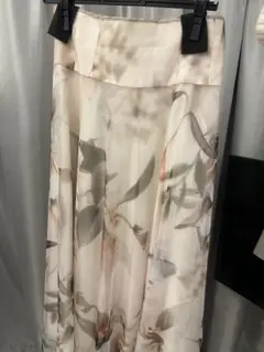 美品★アプワイザーリッシェ　花柄シフォンフレアロングスカート　オレンジスカートS