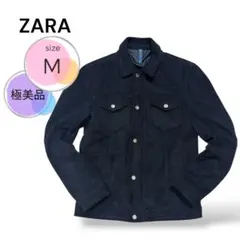 極美品 ZARA MAN フェイクスエード トラッカーブルゾン M 黒 ブラック