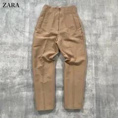 ザラ【XS】スラックス トラウザー テーパード センタープレス ピンタック