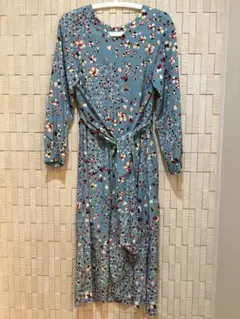 TOMORROWLAND 水色 花柄 長袖 ワンピース